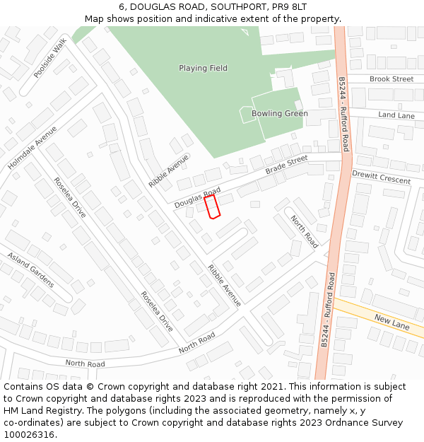 6, DOUGLAS ROAD, SOUTHPORT, PR9 8LT: Location map and indicative extent of plot