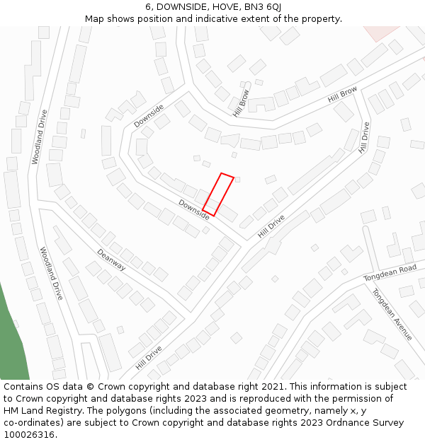 6, DOWNSIDE, HOVE, BN3 6QJ: Location map and indicative extent of plot