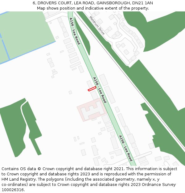 6, DROVERS COURT, LEA ROAD, GAINSBOROUGH, DN21 1AN: Location map and indicative extent of plot