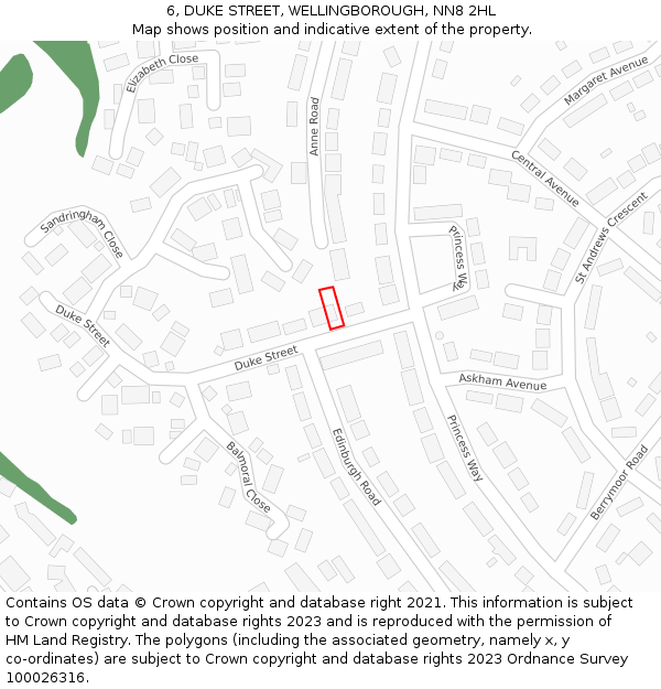 6, DUKE STREET, WELLINGBOROUGH, NN8 2HL: Location map and indicative extent of plot