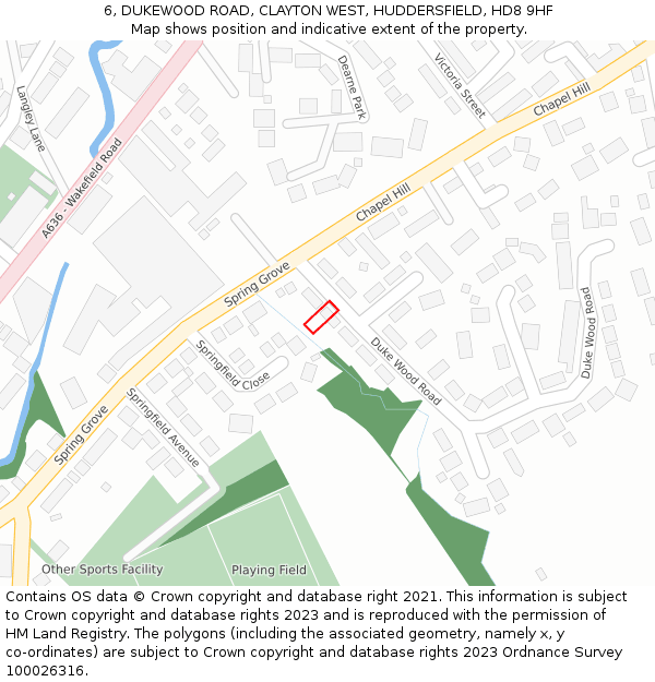 6, DUKEWOOD ROAD, CLAYTON WEST, HUDDERSFIELD, HD8 9HF: Location map and indicative extent of plot