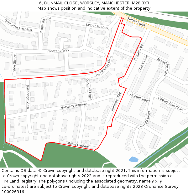 6, DUNMAIL CLOSE, WORSLEY, MANCHESTER, M28 3XR: Location map and indicative extent of plot