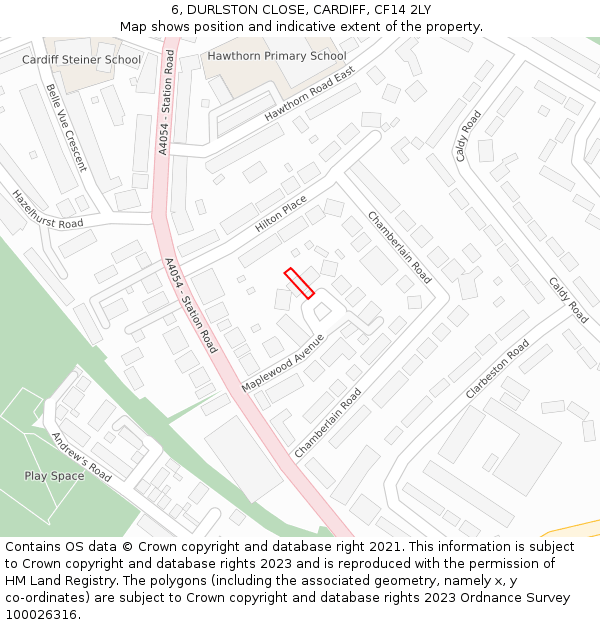 6, DURLSTON CLOSE, CARDIFF, CF14 2LY: Location map and indicative extent of plot