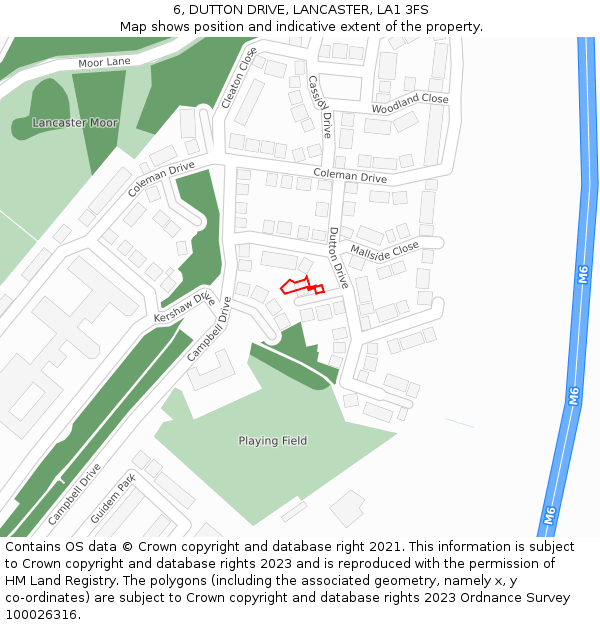 6, DUTTON DRIVE, LANCASTER, LA1 3FS: Location map and indicative extent of plot