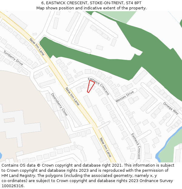 6, EASTWICK CRESCENT, STOKE-ON-TRENT, ST4 8PT: Location map and indicative extent of plot