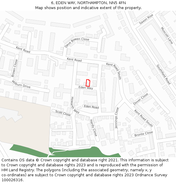 6, EDEN WAY, NORTHAMPTON, NN5 4FN: Location map and indicative extent of plot