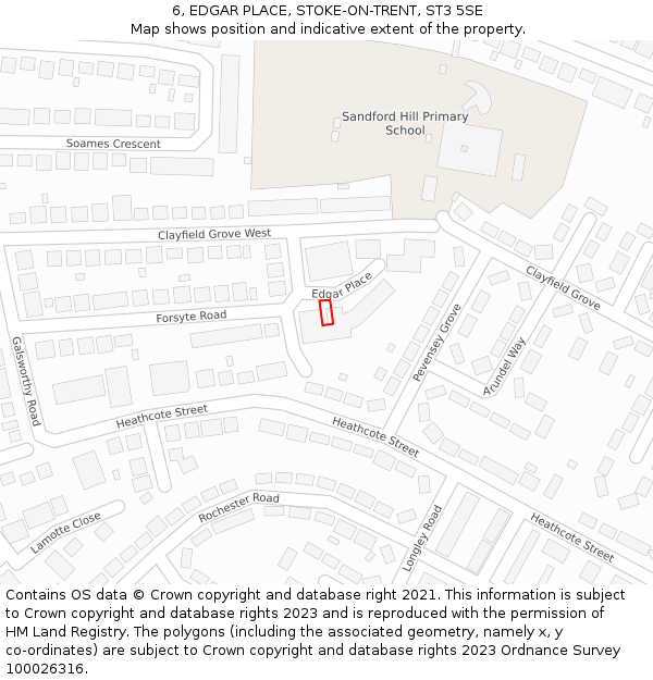 6, EDGAR PLACE, STOKE-ON-TRENT, ST3 5SE: Location map and indicative extent of plot