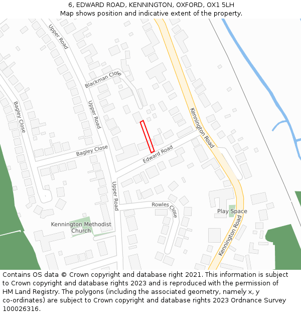 6, EDWARD ROAD, KENNINGTON, OXFORD, OX1 5LH: Location map and indicative extent of plot