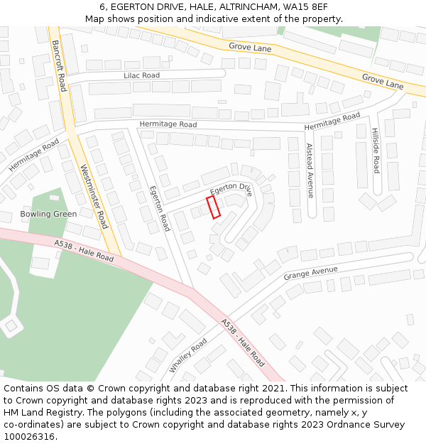 6, EGERTON DRIVE, HALE, ALTRINCHAM, WA15 8EF: Location map and indicative extent of plot