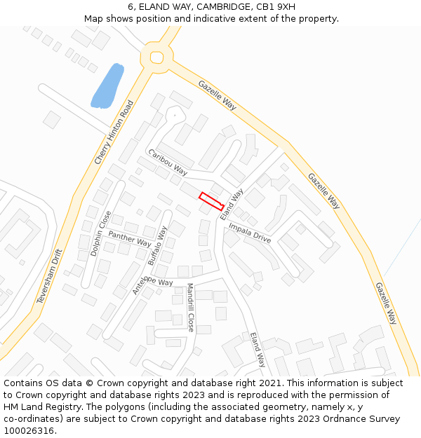 6, ELAND WAY, CAMBRIDGE, CB1 9XH: Location map and indicative extent of plot