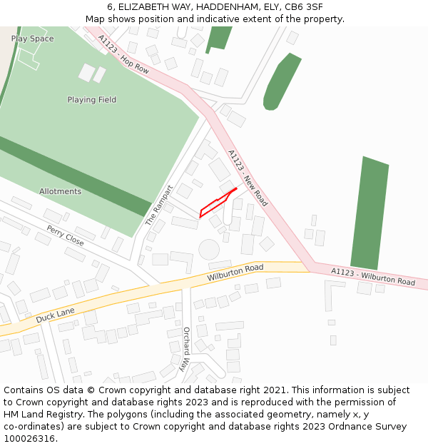 6, ELIZABETH WAY, HADDENHAM, ELY, CB6 3SF: Location map and indicative extent of plot