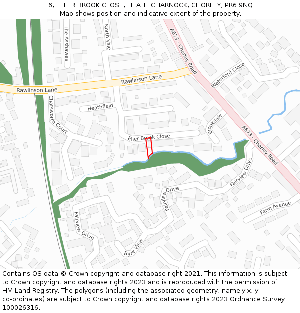 6, ELLER BROOK CLOSE, HEATH CHARNOCK, CHORLEY, PR6 9NQ: Location map and indicative extent of plot