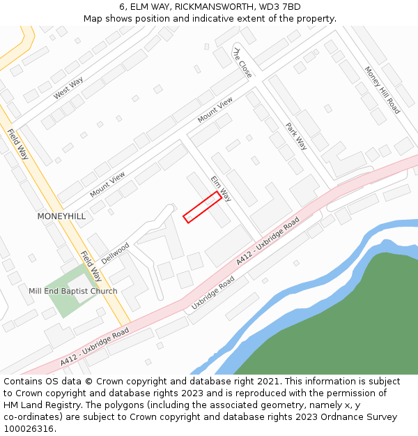 6, ELM WAY, RICKMANSWORTH, WD3 7BD: Location map and indicative extent of plot