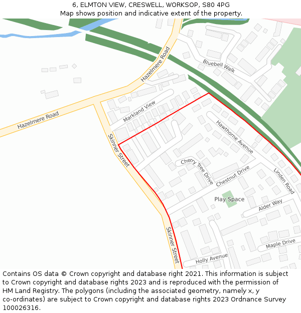 6, ELMTON VIEW, CRESWELL, WORKSOP, S80 4PG: Location map and indicative extent of plot