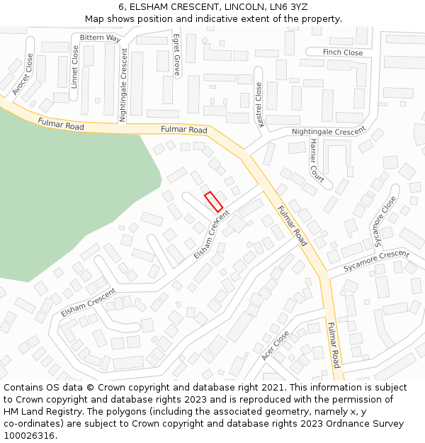 6, ELSHAM CRESCENT, LINCOLN, LN6 3YZ: Location map and indicative extent of plot