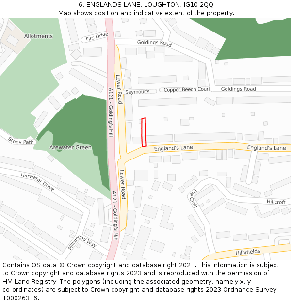 6, ENGLANDS LANE, LOUGHTON, IG10 2QQ: Location map and indicative extent of plot