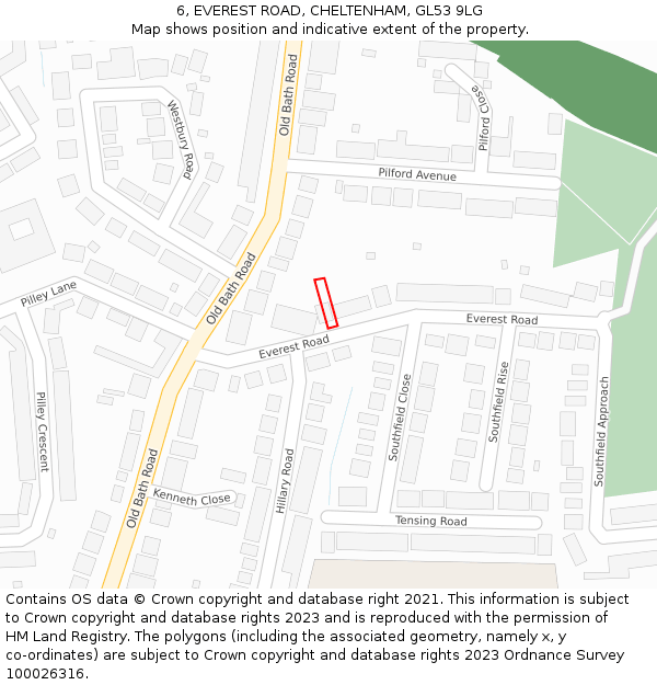 6, EVEREST ROAD, CHELTENHAM, GL53 9LG: Location map and indicative extent of plot