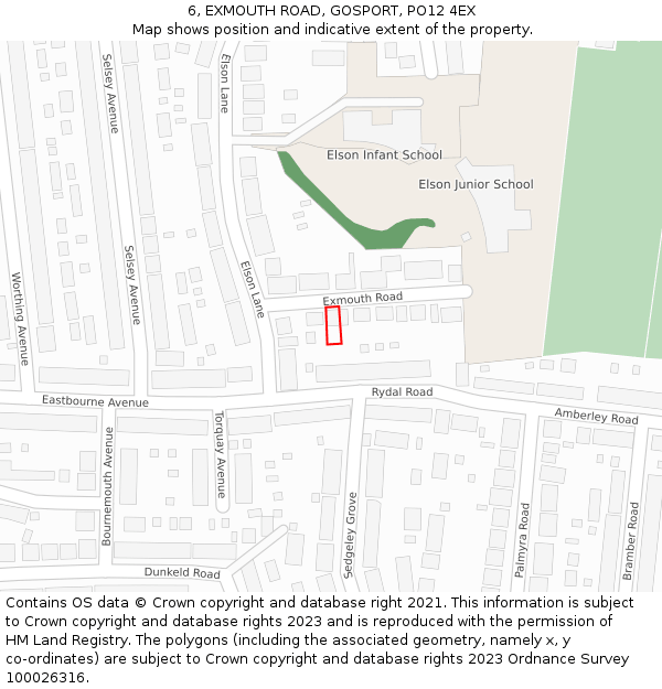 6, EXMOUTH ROAD, GOSPORT, PO12 4EX: Location map and indicative extent of plot