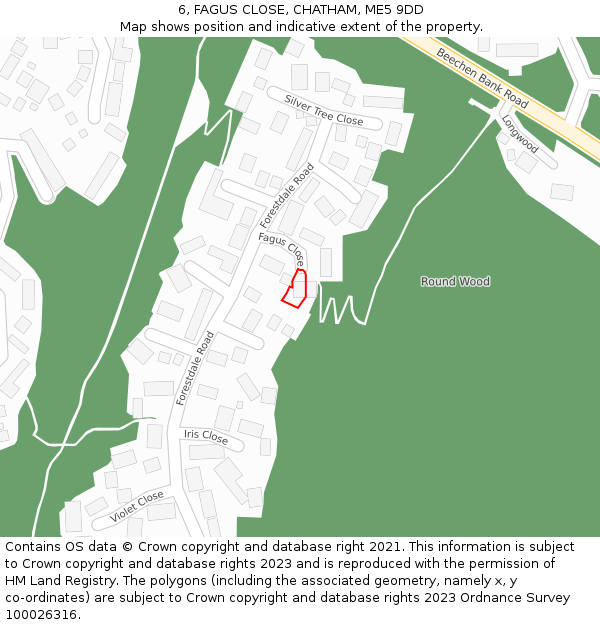 6, FAGUS CLOSE, CHATHAM, ME5 9DD: Location map and indicative extent of plot
