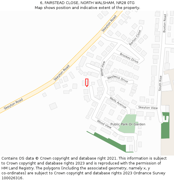 6, FAIRSTEAD CLOSE, NORTH WALSHAM, NR28 0TG: Location map and indicative extent of plot