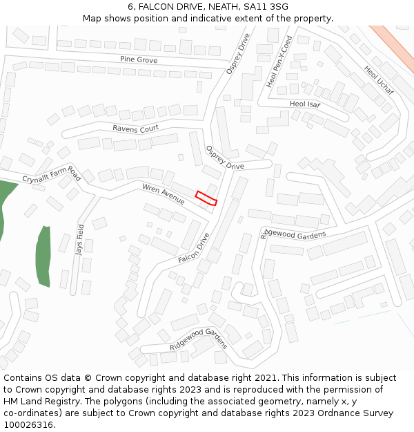 6, FALCON DRIVE, NEATH, SA11 3SG: Location map and indicative extent of plot