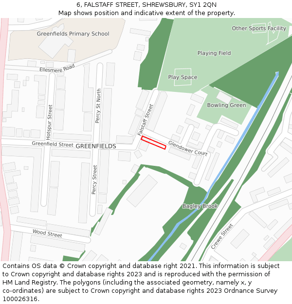 6, FALSTAFF STREET, SHREWSBURY, SY1 2QN: Location map and indicative extent of plot