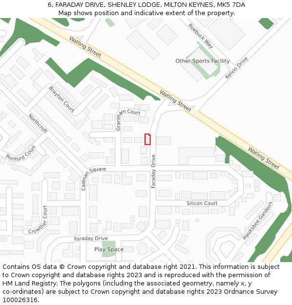 6, FARADAY DRIVE, SHENLEY LODGE, MILTON KEYNES, MK5 7DA: Location map and indicative extent of plot