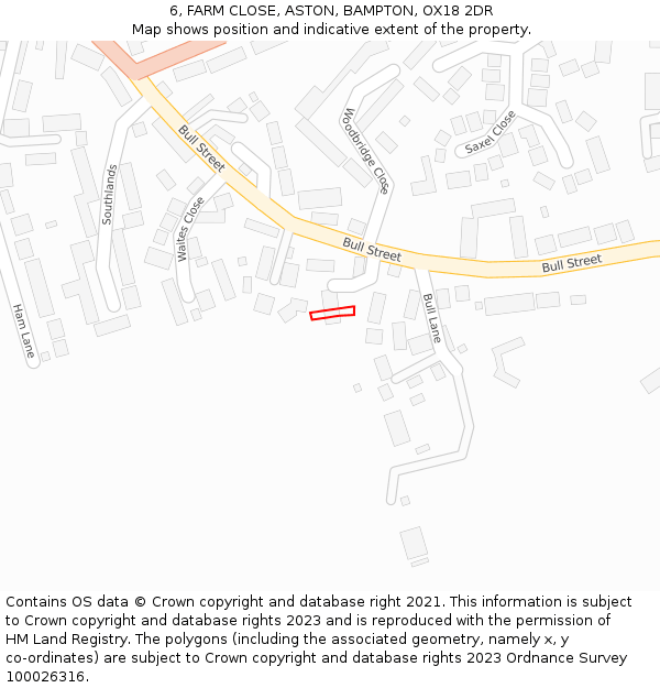 6, FARM CLOSE, ASTON, BAMPTON, OX18 2DR: Location map and indicative extent of plot