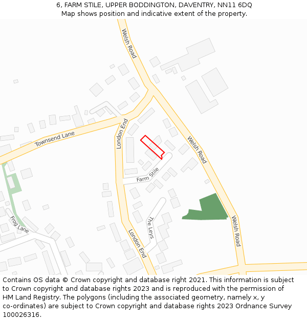 6, FARM STILE, UPPER BODDINGTON, DAVENTRY, NN11 6DQ: Location map and indicative extent of plot