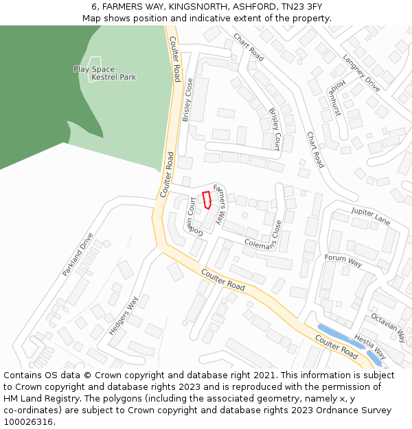 6, FARMERS WAY, KINGSNORTH, ASHFORD, TN23 3FY: Location map and indicative extent of plot