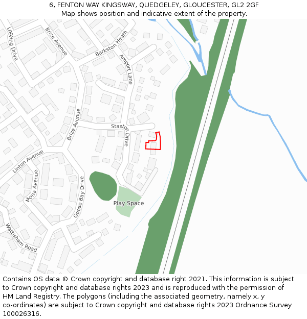 6, FENTON WAY KINGSWAY, QUEDGELEY, GLOUCESTER, GL2 2GF: Location map and indicative extent of plot