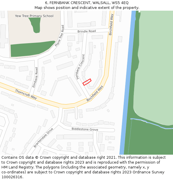 6, FERNBANK CRESCENT, WALSALL, WS5 4EQ: Location map and indicative extent of plot