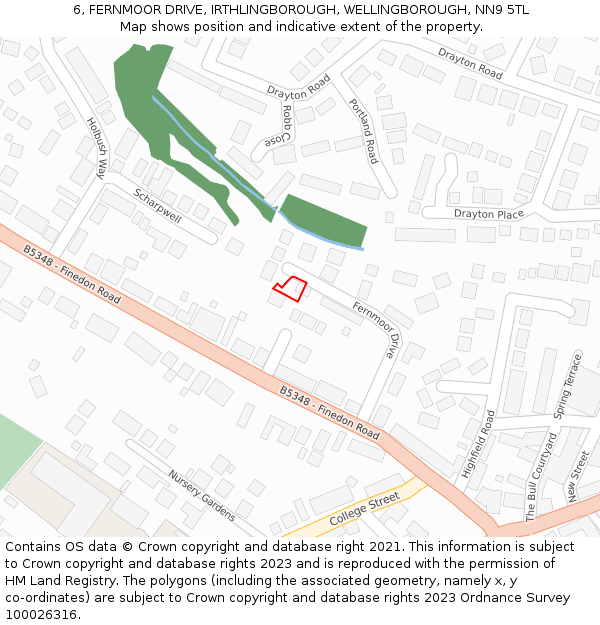 6, FERNMOOR DRIVE, IRTHLINGBOROUGH, WELLINGBOROUGH, NN9 5TL: Location map and indicative extent of plot