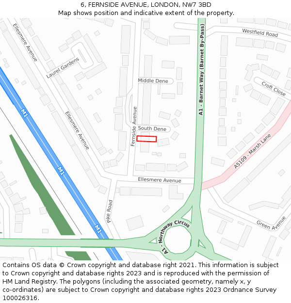 6, FERNSIDE AVENUE, LONDON, NW7 3BD: Location map and indicative extent of plot