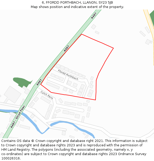 6, FFORDD PORTHBACH, LLANON, SY23 5JB: Location map and indicative extent of plot