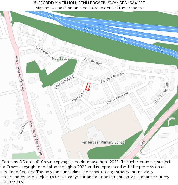 6, FFORDD Y MEILLION, PENLLERGAER, SWANSEA, SA4 9FE: Location map and indicative extent of plot