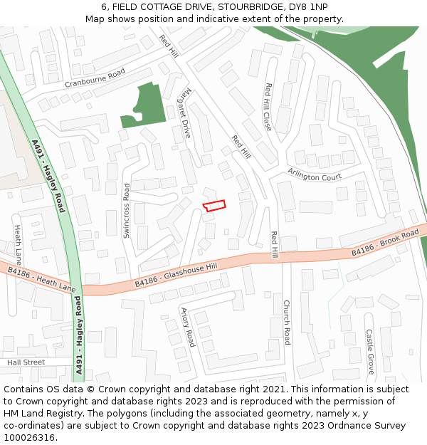 6, FIELD COTTAGE DRIVE, STOURBRIDGE, DY8 1NP: Location map and indicative extent of plot