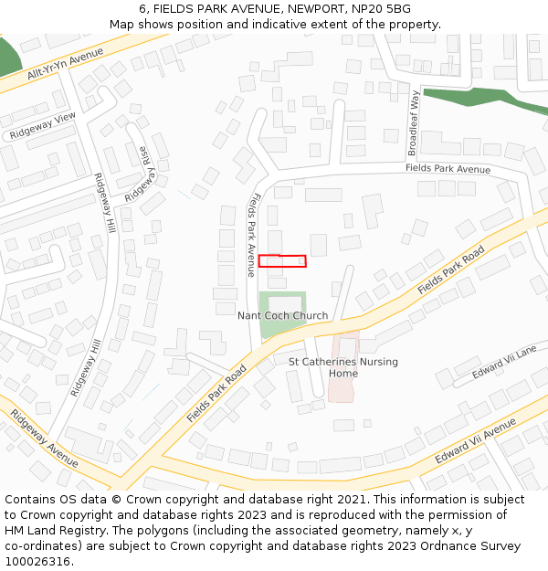 6, FIELDS PARK AVENUE, NEWPORT, NP20 5BG: Location map and indicative extent of plot