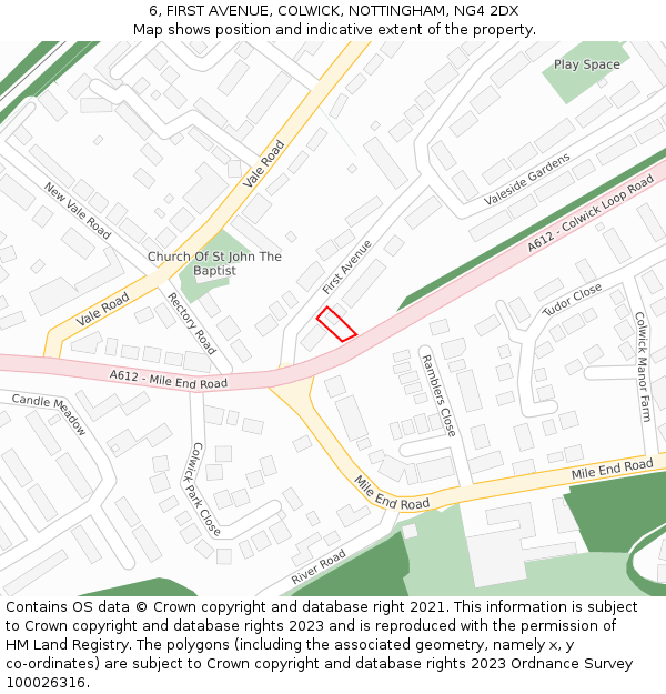 6, FIRST AVENUE, COLWICK, NOTTINGHAM, NG4 2DX: Location map and indicative extent of plot