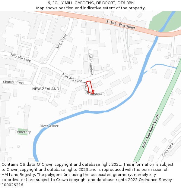 6, FOLLY MILL GARDENS, BRIDPORT, DT6 3RN: Location map and indicative extent of plot