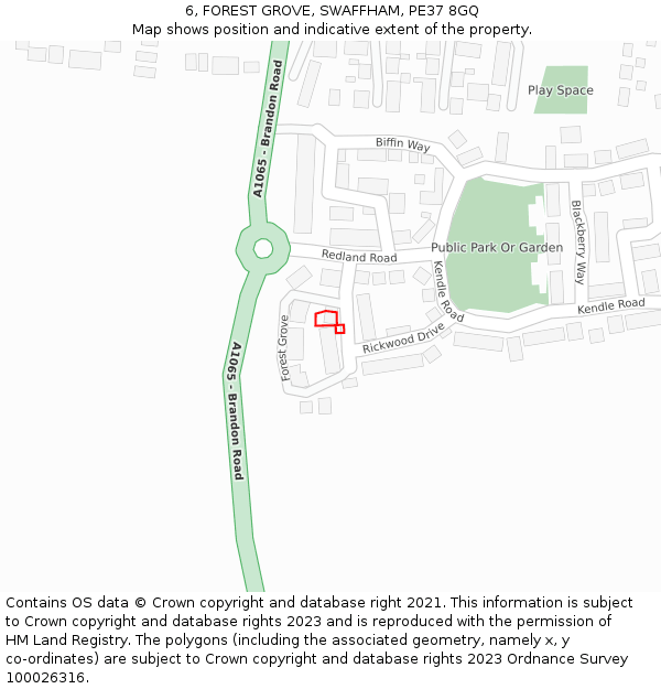 6, FOREST GROVE, SWAFFHAM, PE37 8GQ: Location map and indicative extent of plot
