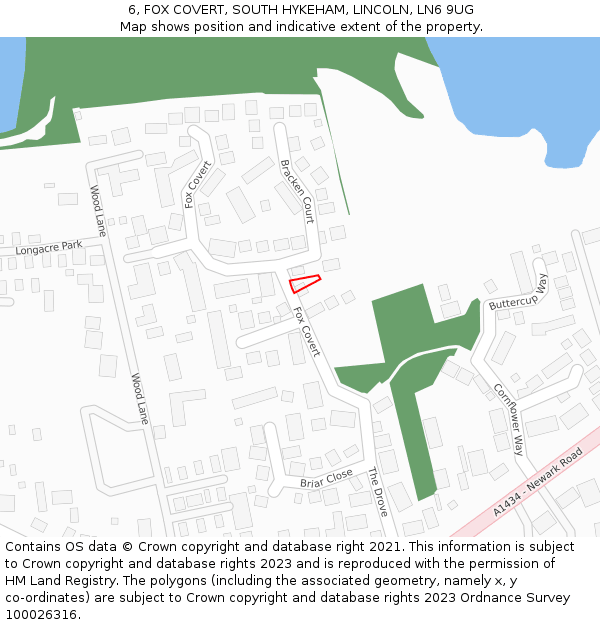 6, FOX COVERT, SOUTH HYKEHAM, LINCOLN, LN6 9UG: Location map and indicative extent of plot