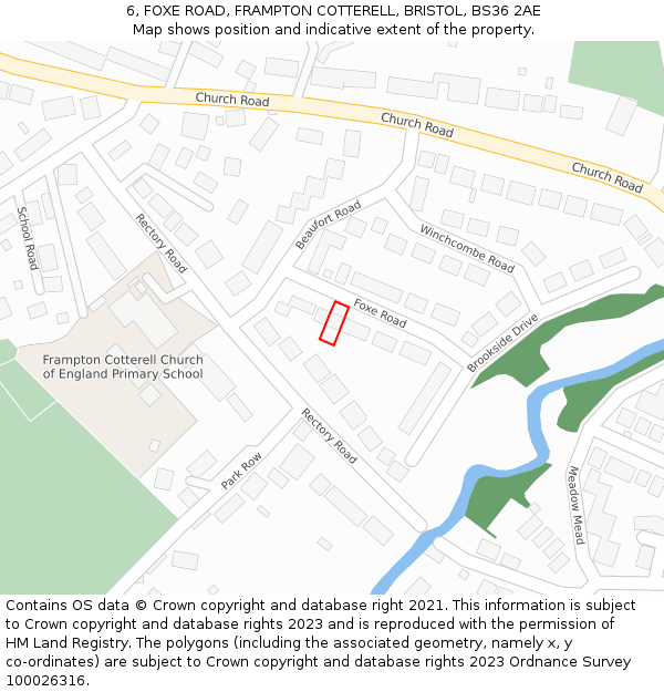 6, FOXE ROAD, FRAMPTON COTTERELL, BRISTOL, BS36 2AE: Location map and indicative extent of plot