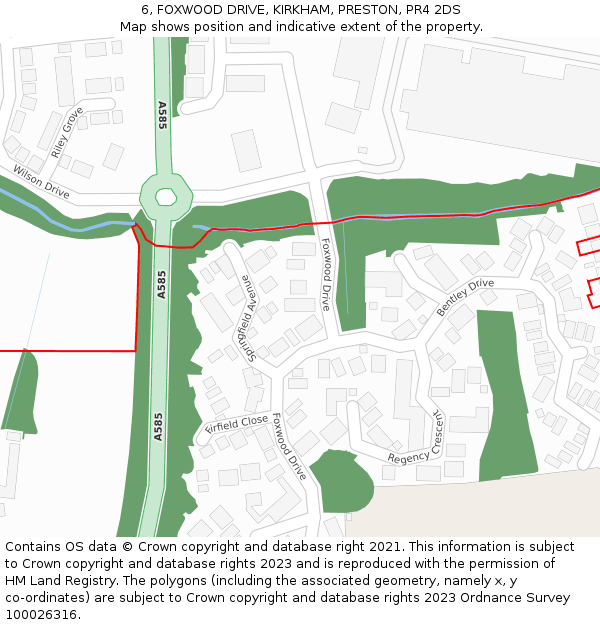 6, FOXWOOD DRIVE, KIRKHAM, PRESTON, PR4 2DS: Location map and indicative extent of plot