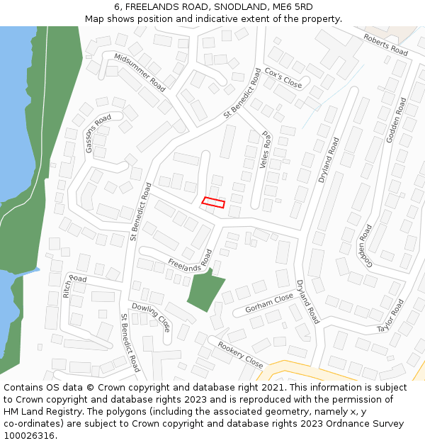 6, FREELANDS ROAD, SNODLAND, ME6 5RD: Location map and indicative extent of plot