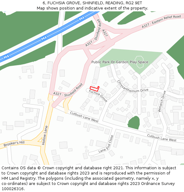 6, FUCHSIA GROVE, SHINFIELD, READING, RG2 9ET: Location map and indicative extent of plot