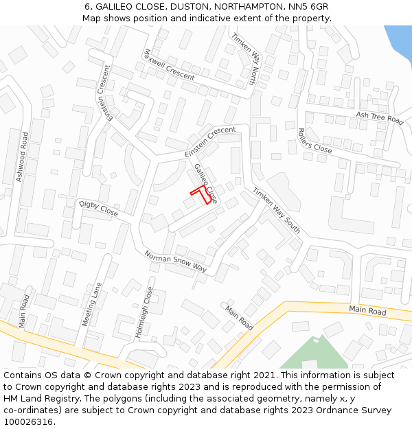 6, GALILEO CLOSE, DUSTON, NORTHAMPTON, NN5 6GR: Location map and indicative extent of plot