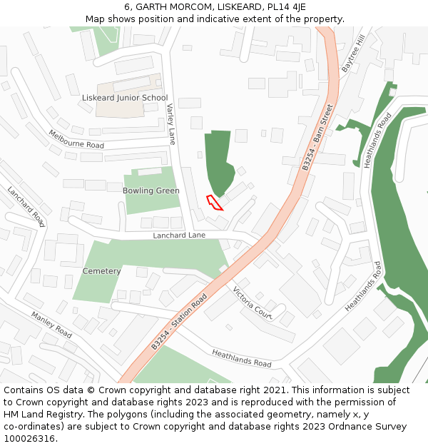 6, GARTH MORCOM, LISKEARD, PL14 4JE: Location map and indicative extent of plot