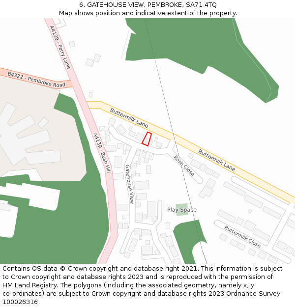 6, GATEHOUSE VIEW, PEMBROKE, SA71 4TQ: Location map and indicative extent of plot