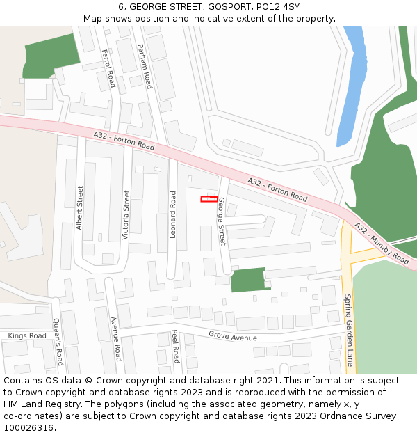 6, GEORGE STREET, GOSPORT, PO12 4SY: Location map and indicative extent of plot